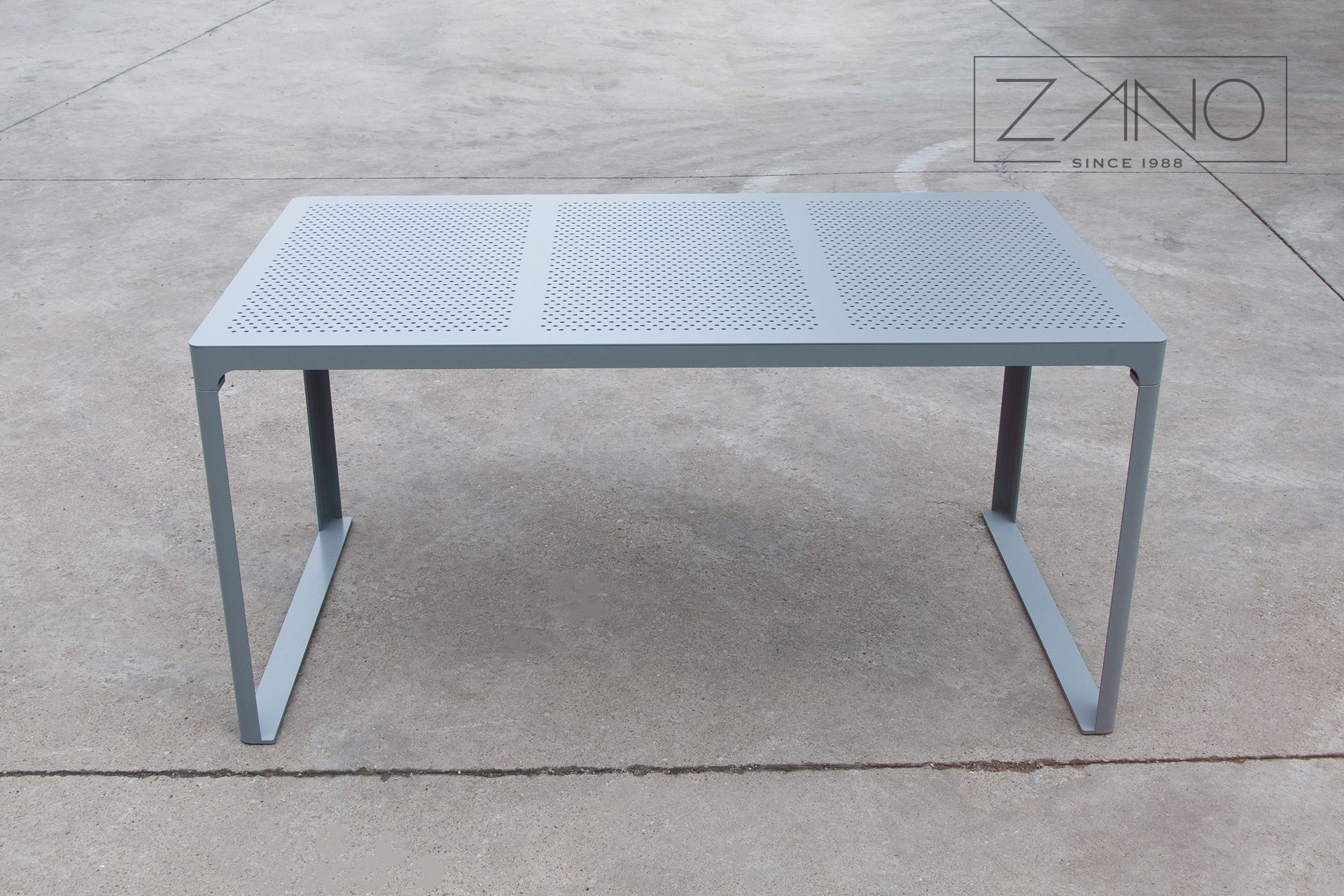 Perforated steel outdoor table