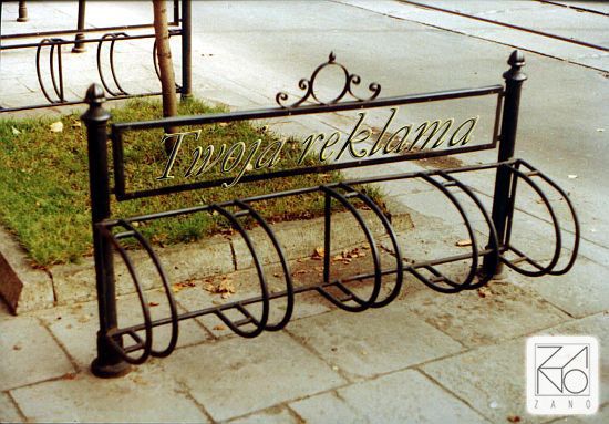 municipal steel bicycle rack with advertising space