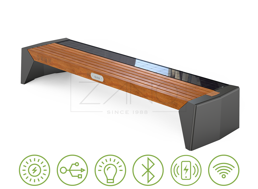 Photon solar bench 02.409.3 | carbon steel