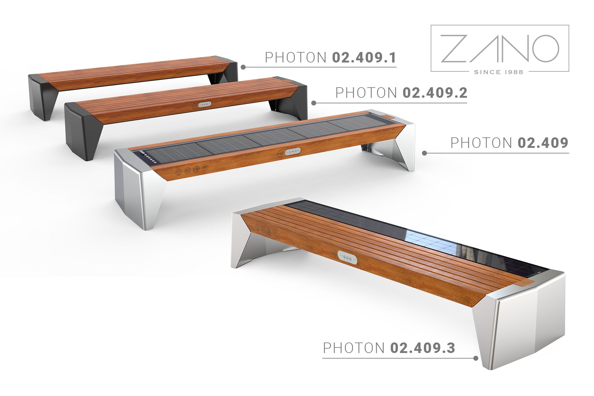 Photon solar benches | ZANO Smart City