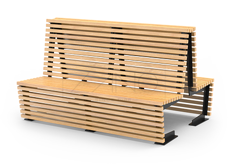 Wooden double street bench Flash | ZANO Street Furniture Modular Flash bench- double sided
