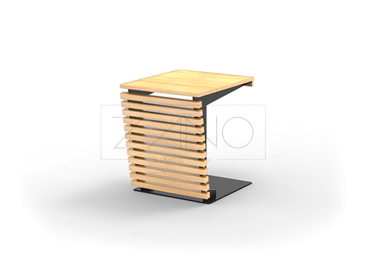 Flash table made of carbon steel and exotic wood New modern outdoor table | by ZANO Street Furniture