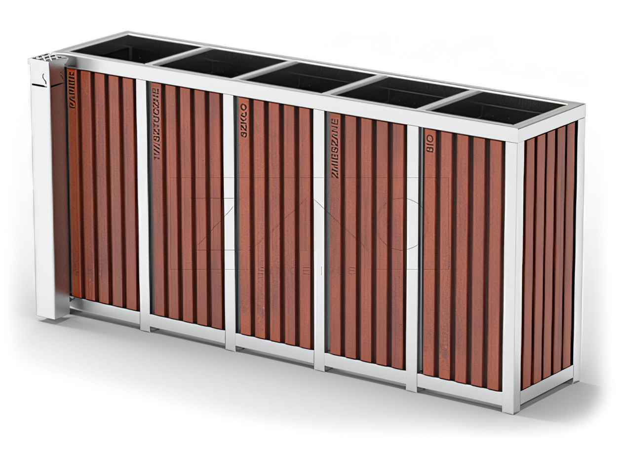 Recycling bin made of stainless steel with ashtray Reycling bin made of stainless steel with ashtray