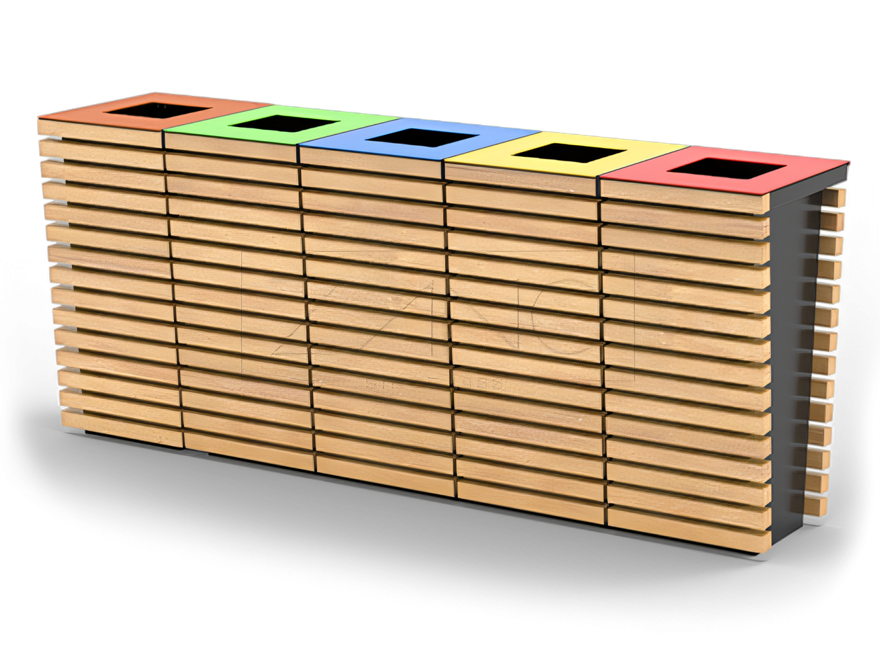 Flash recycling bin | Carbon steel painted black and spruce wood Flash recycling bin | Carbon steel painted black and spruce wood