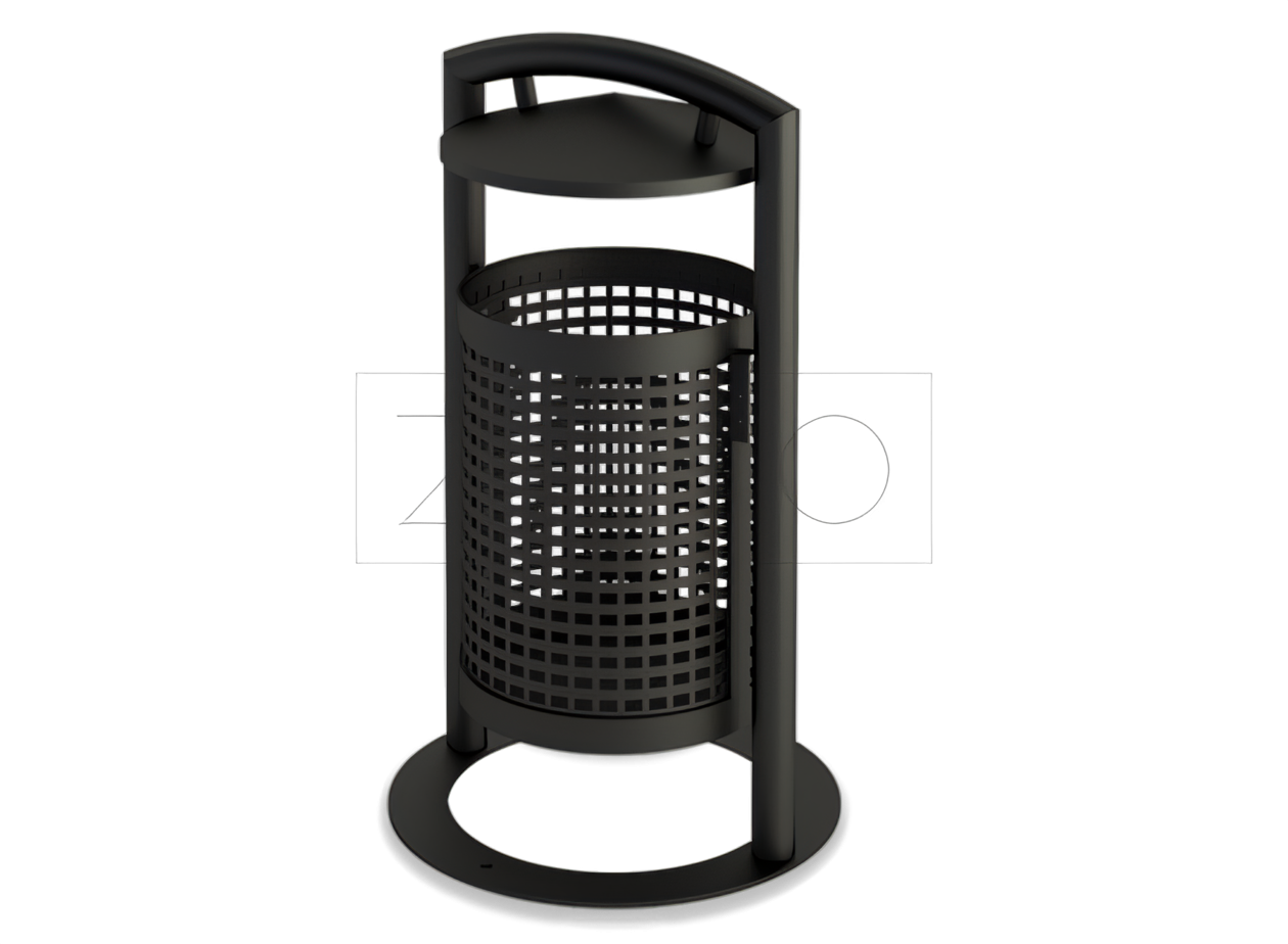 round steel litter bin