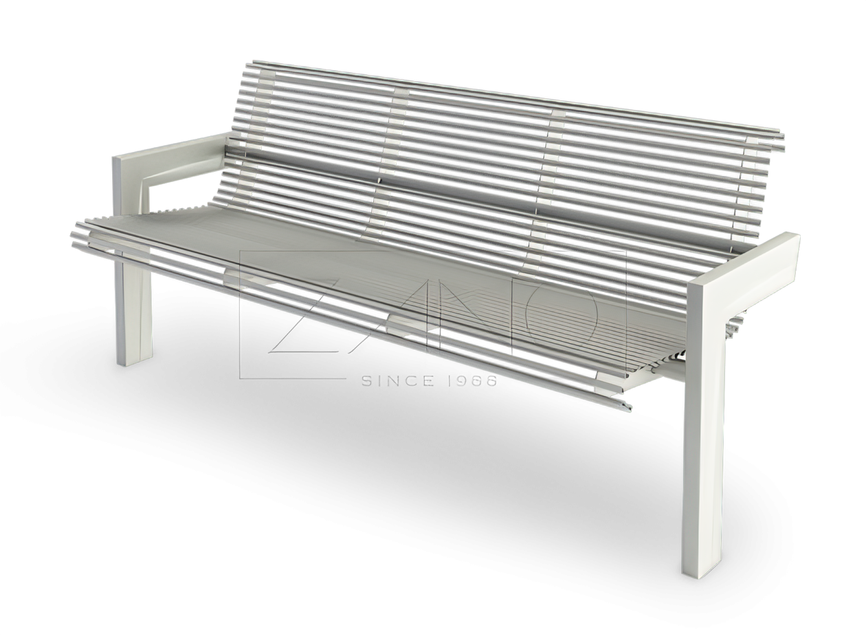 modern bench made of steel tubes
