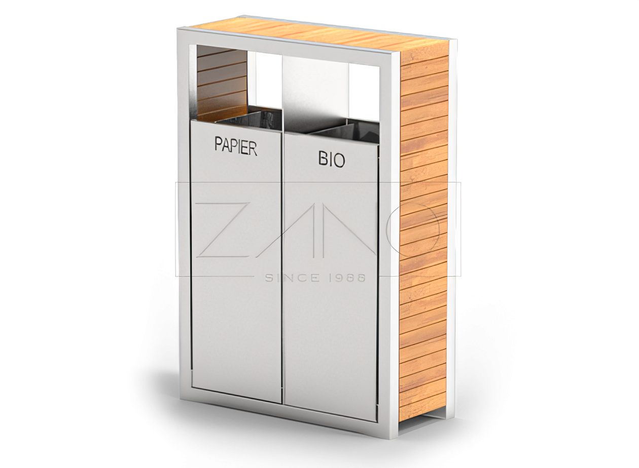 Pavo two-chamber recycling bin made of stainless steel