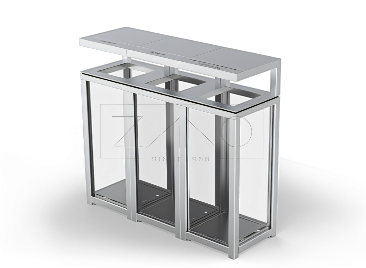 Three-chamber recycling bin Altus 15.052.4 made of stainless steel
