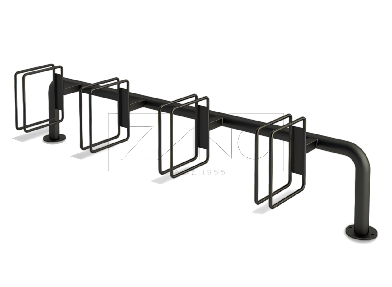 row bicycle racks with six places