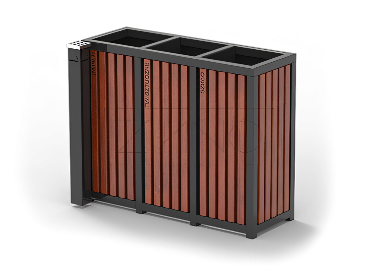 Multi-container recykling bin for outdoors Multi-container recykling bin for outdoors