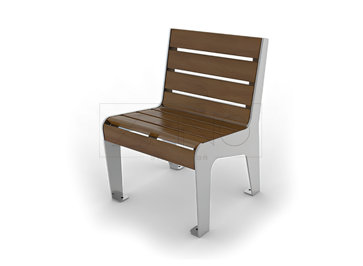 Outdoor park chair made of stainless steel and spruce wood Outdoor park chair made of stainless steel and spruce wood