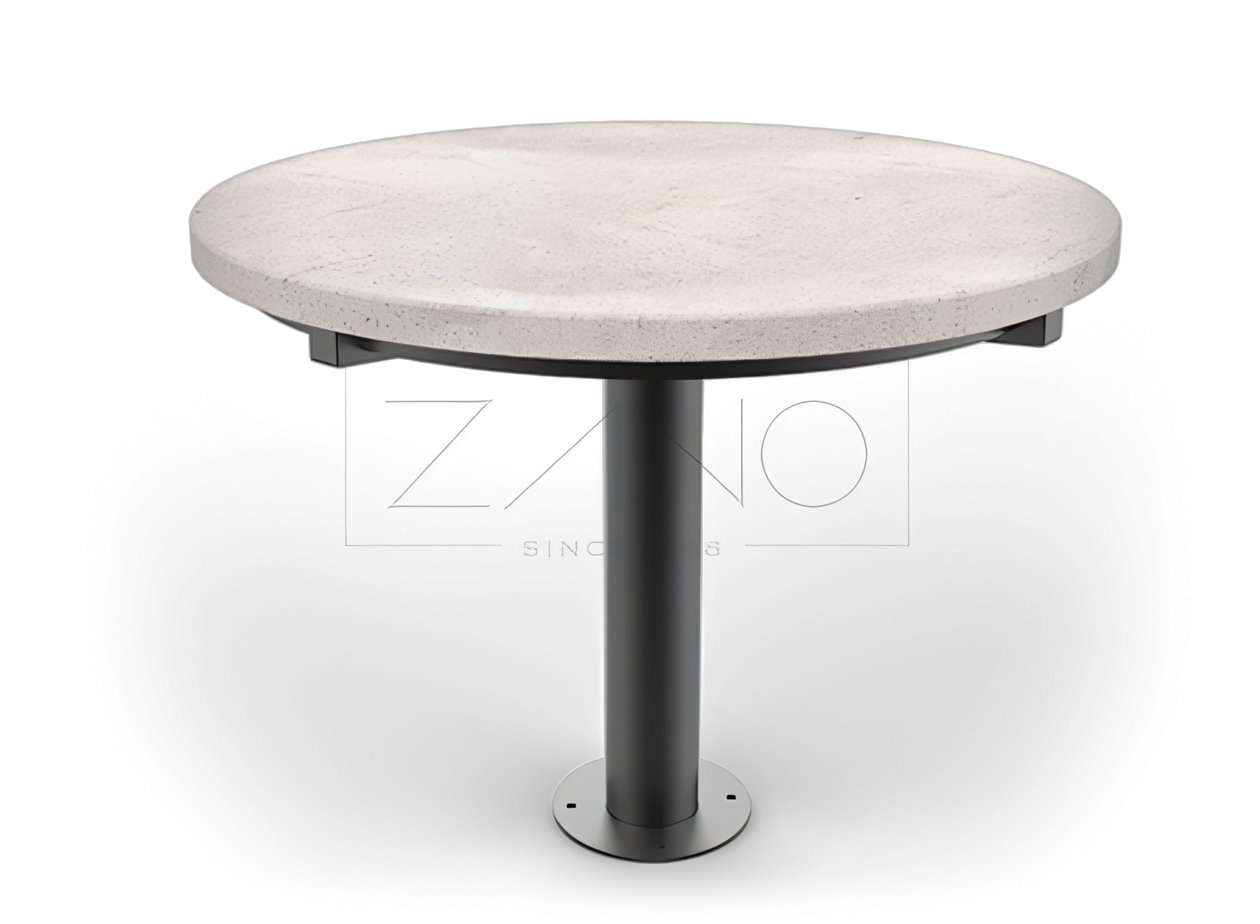 Table with concrete tabletop and carbon steel constraction