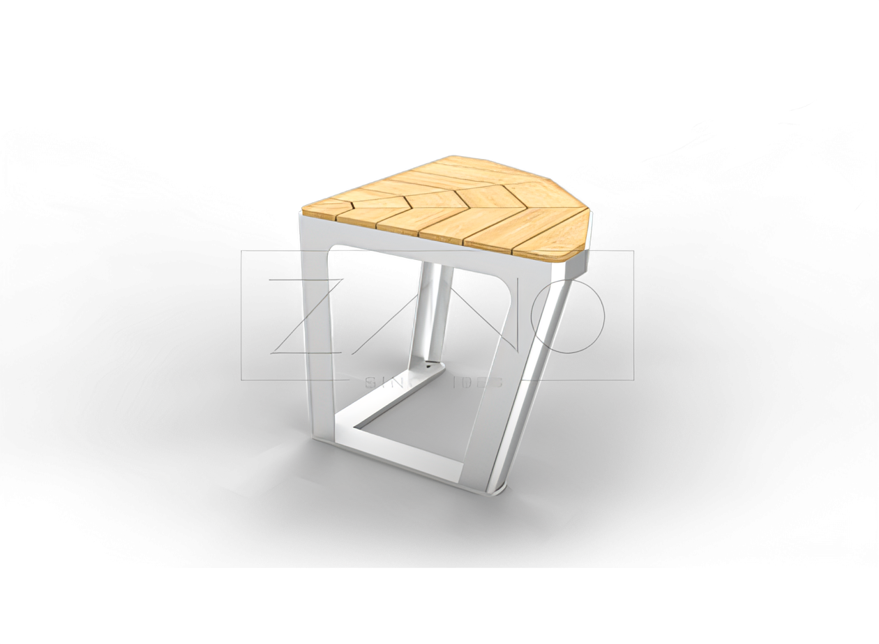 Scandic 90 degree angle bench Scandik bench connector made of stainless steel and exotic wood