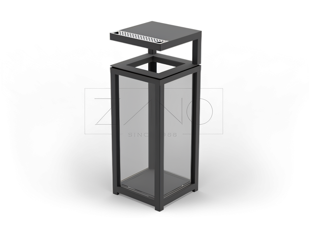 Altus transparent litter bin with ashtray made of steel Altus transparent litter bin with ashtray made of steel