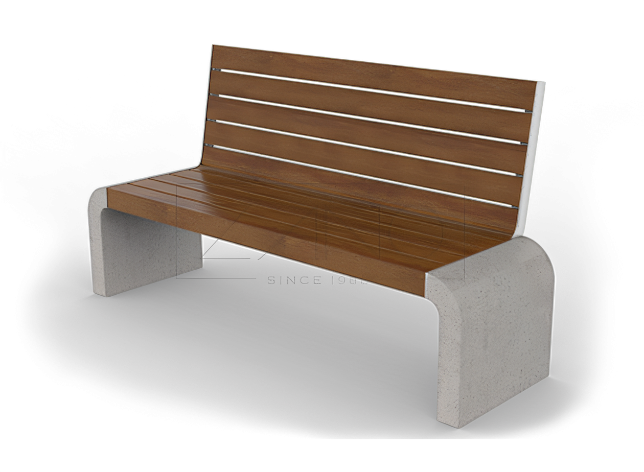 Park benches with concrete base