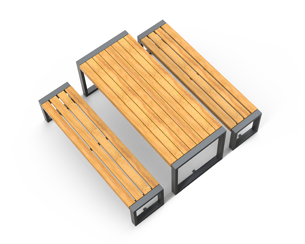 Pluris set - table plus two benches