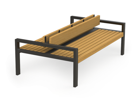 Presented model is a two-sided latis bench- functional and comfortable