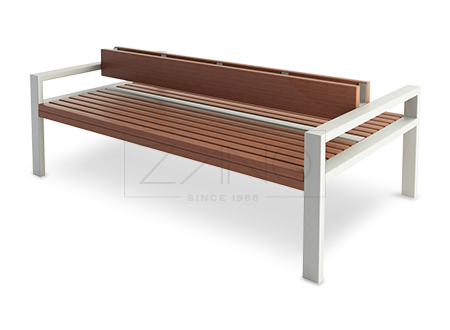 Latis is a double sided modern bench made of stainless steel and durable wood