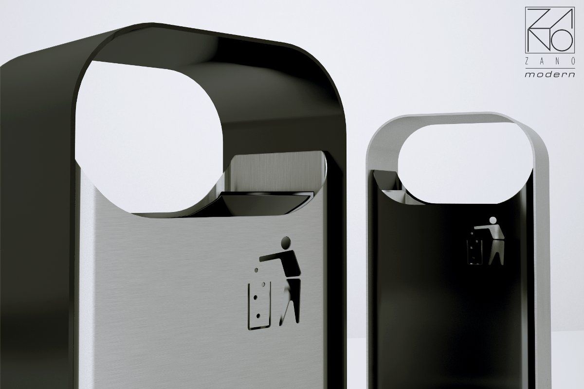 Stainless steel litter bins with modern design