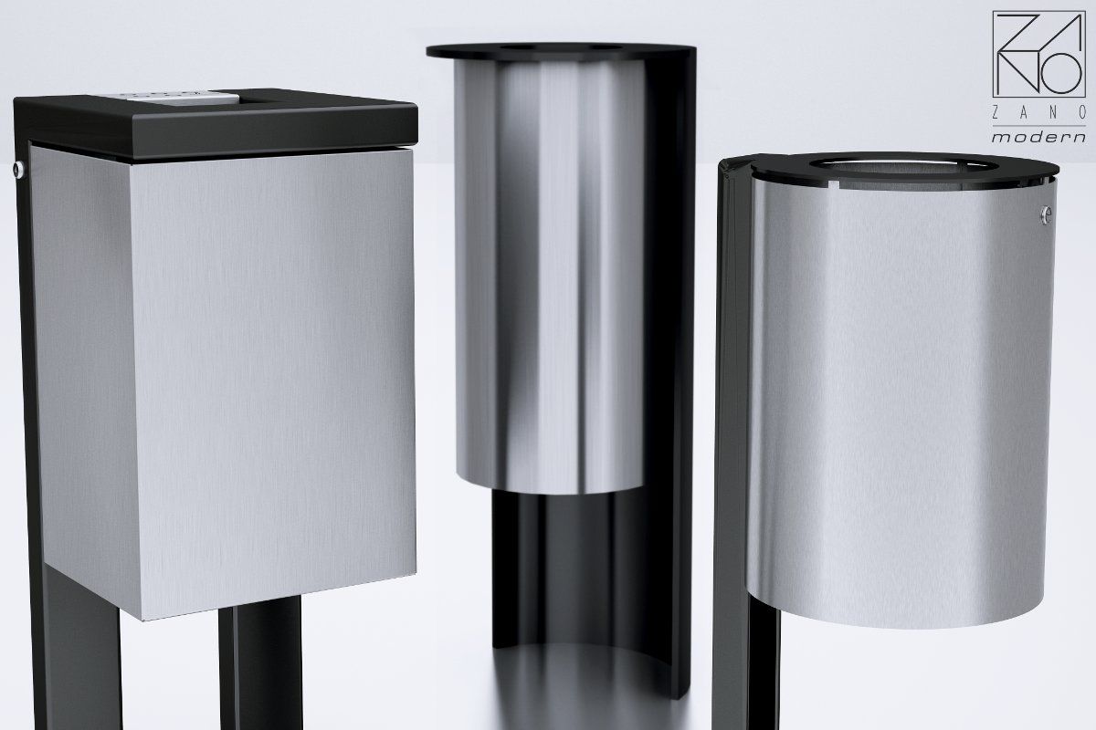 Modern and elegant litter bins made of stainless steel