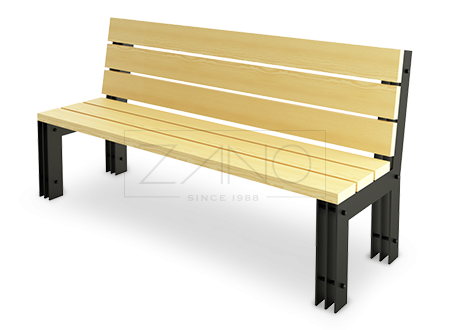 benches made of steel sections and wood