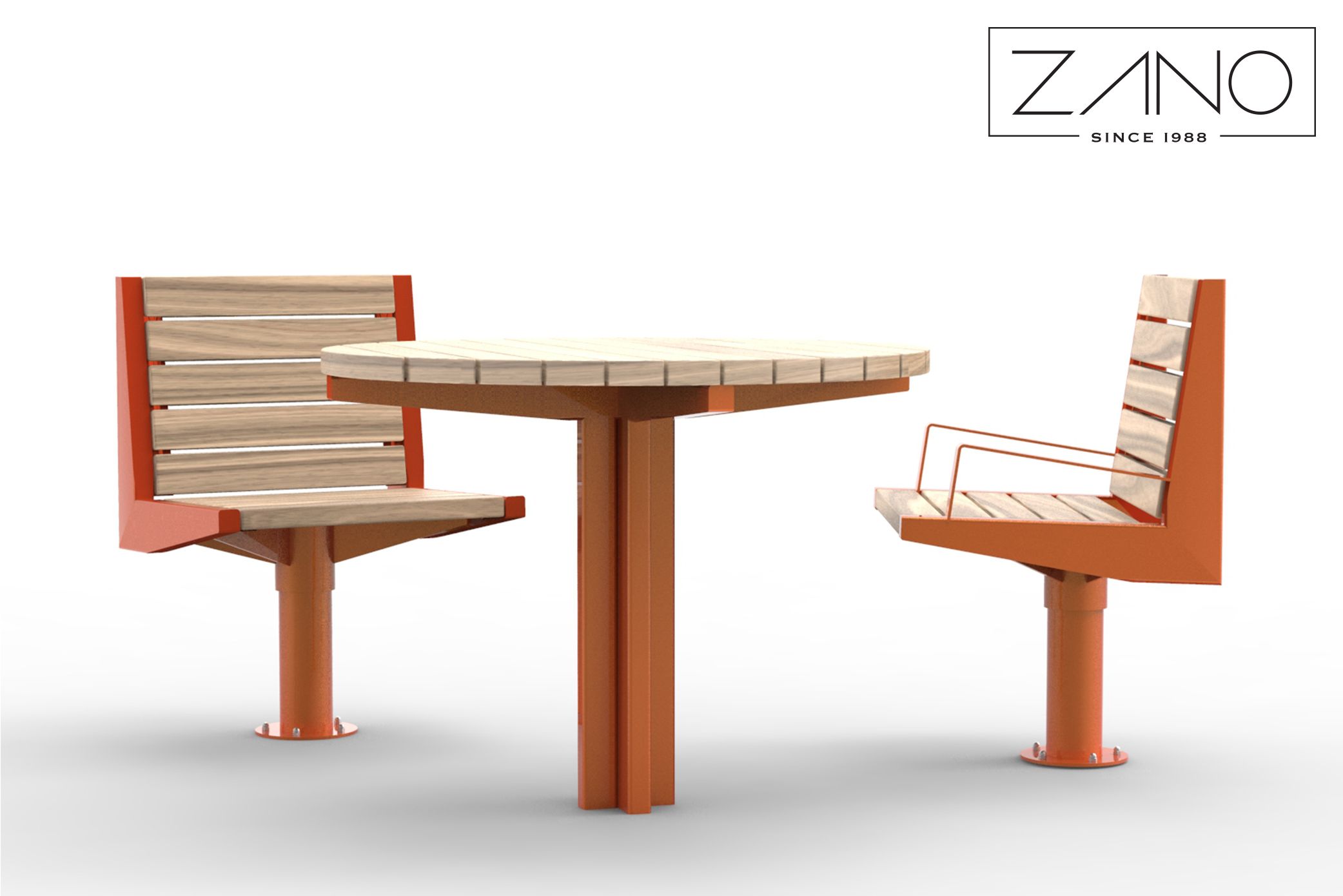 Modern street furniture seats and table