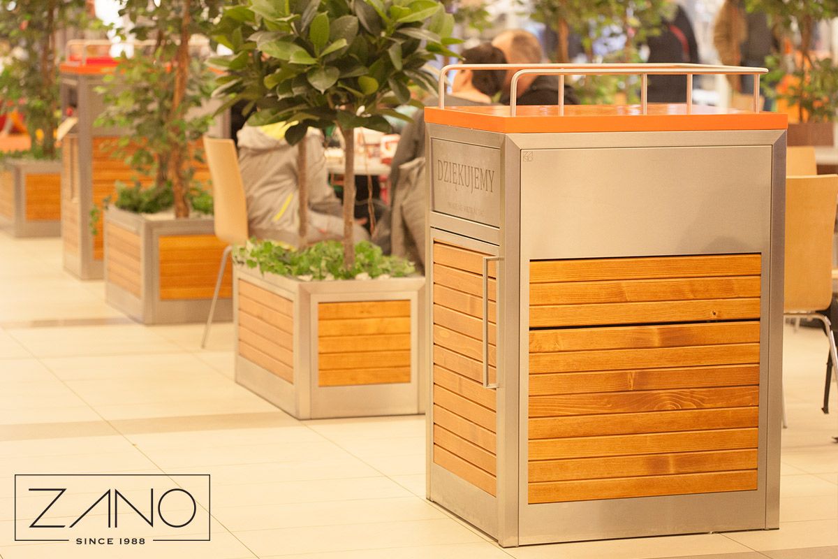 Modern litter bins and planters dedicated fot foodcourts and fastfood restaurants