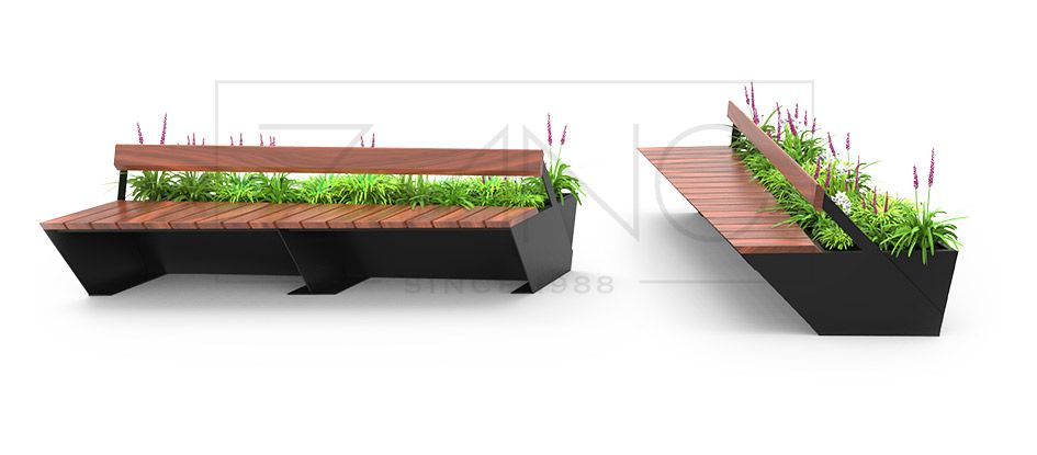 Modern street benches and planters by ZANO Street Furniture