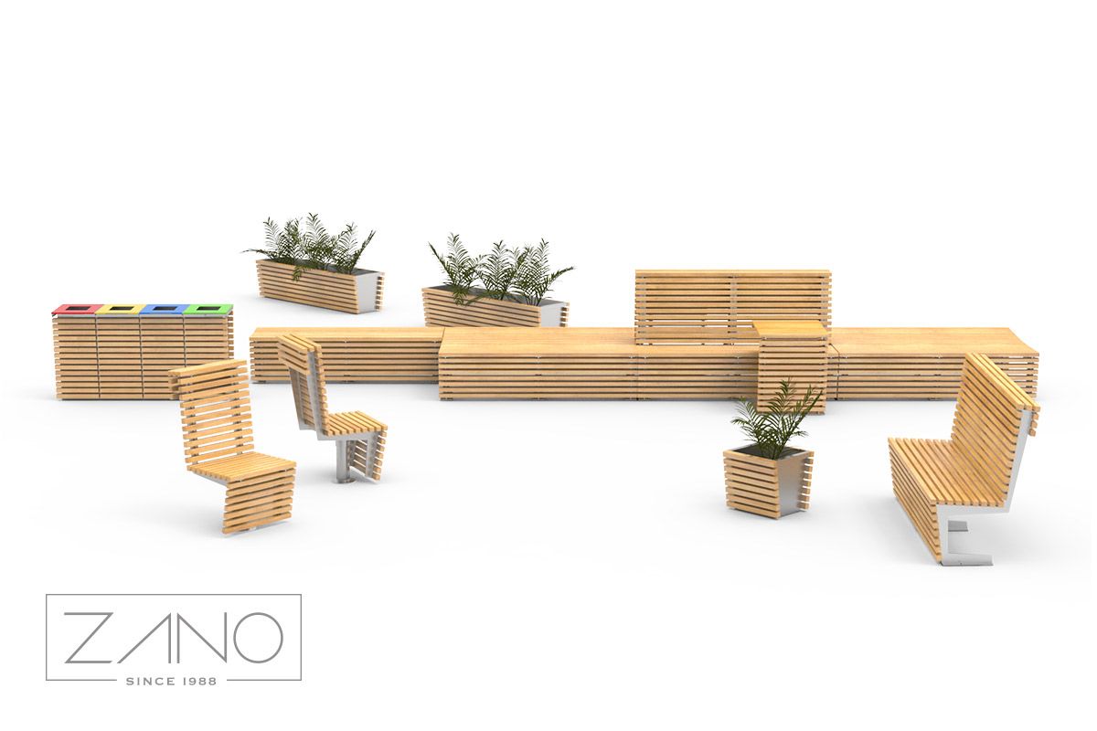 Outdoor nad indoor benches, chairs, seats, planters, trashbins