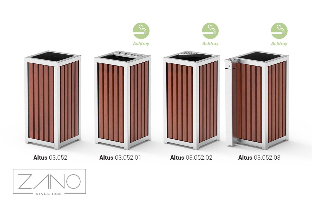 Altus is a modern project of the outdoor litter bin with ashtray