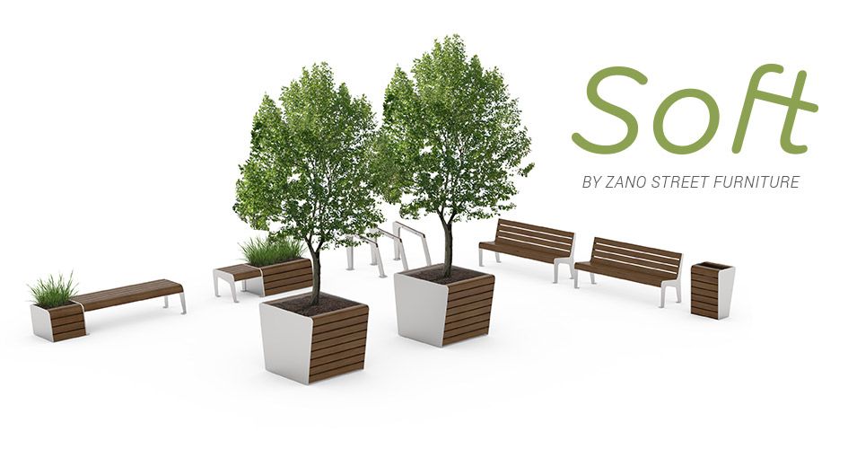 Street furniture: benches, litter bins, dog waste bins, bicycle racks, planters