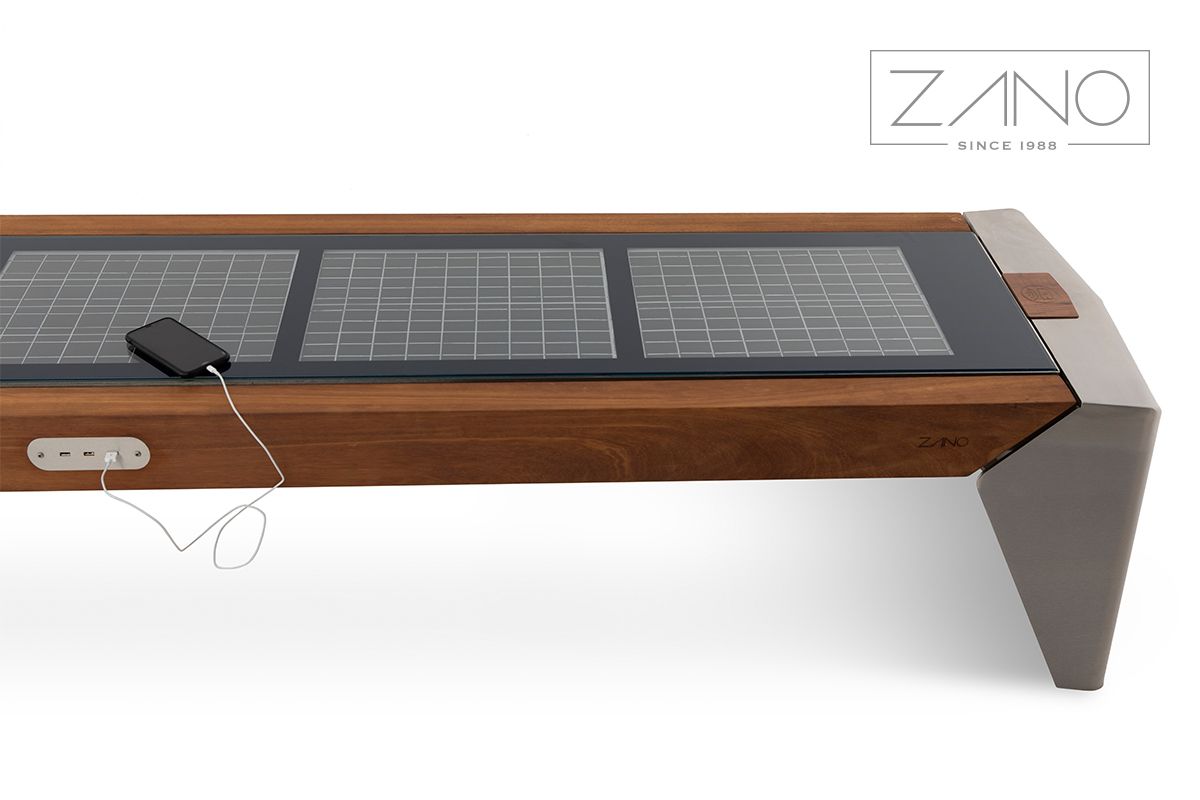 Smart City Furniture | Smart solar bench Photon by ZANO Street Furniture