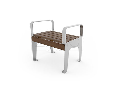 Seat Soft with armrest, no backrest made of stainless steel and spruce wood