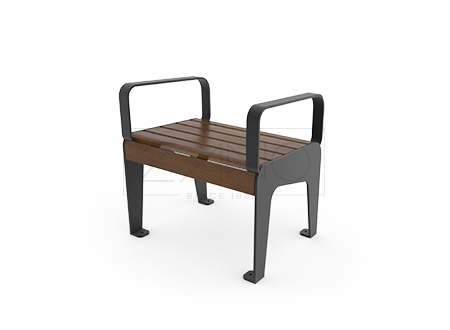 Park armchair Soft 02.112.1 made of carbon steel painted black and spruce wood