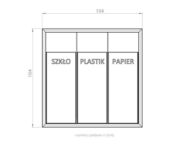 Technical drawing of the Pavo recycling bin