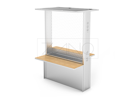 Solar charging station Scandik 19.046 for bussines area | Stainless steel and spruce wood | ZANO Street furniture