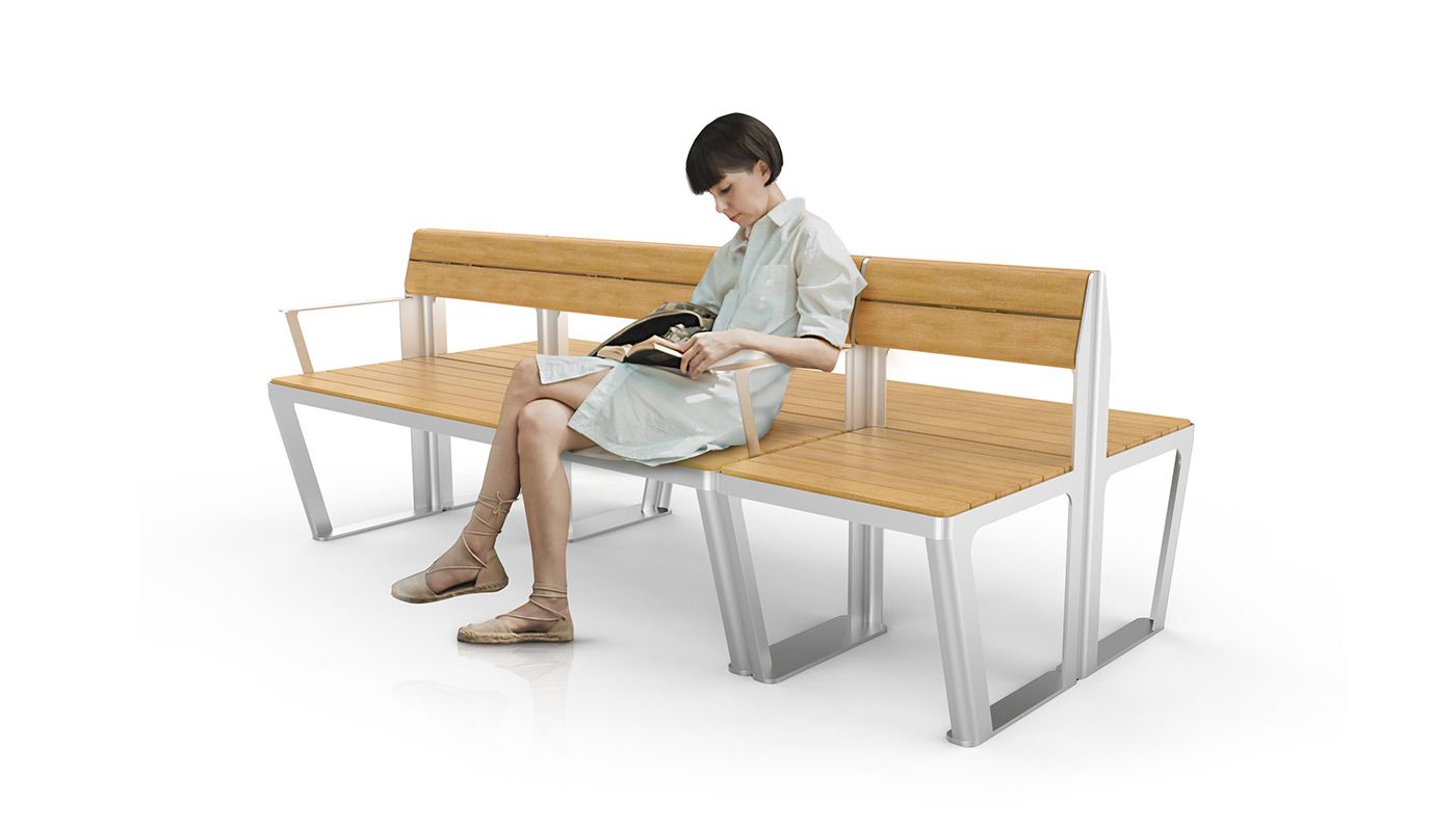 Scandik outdoor benches made of stainless steel
