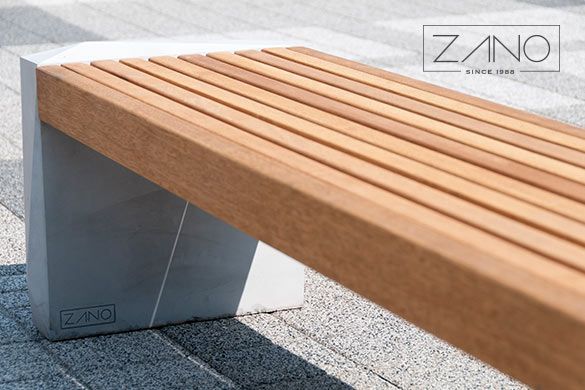 Street furniture bench maed of exotic wood
