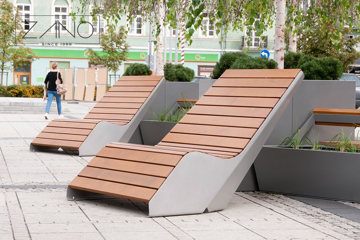 City loungers made of steel painted 9007 RAL