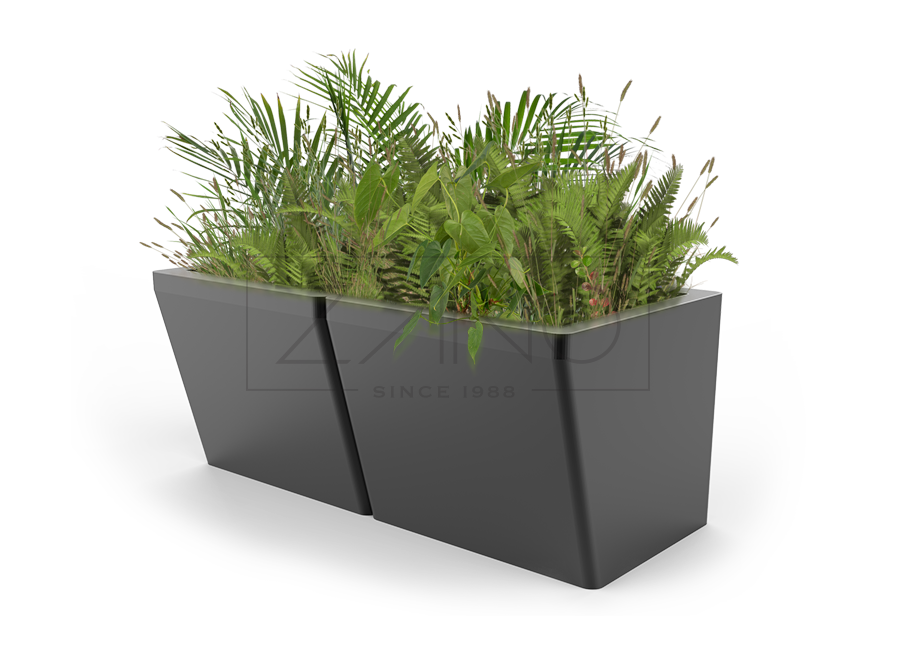 Wide flowerpot made of carbon steel painted 9005 RAL
