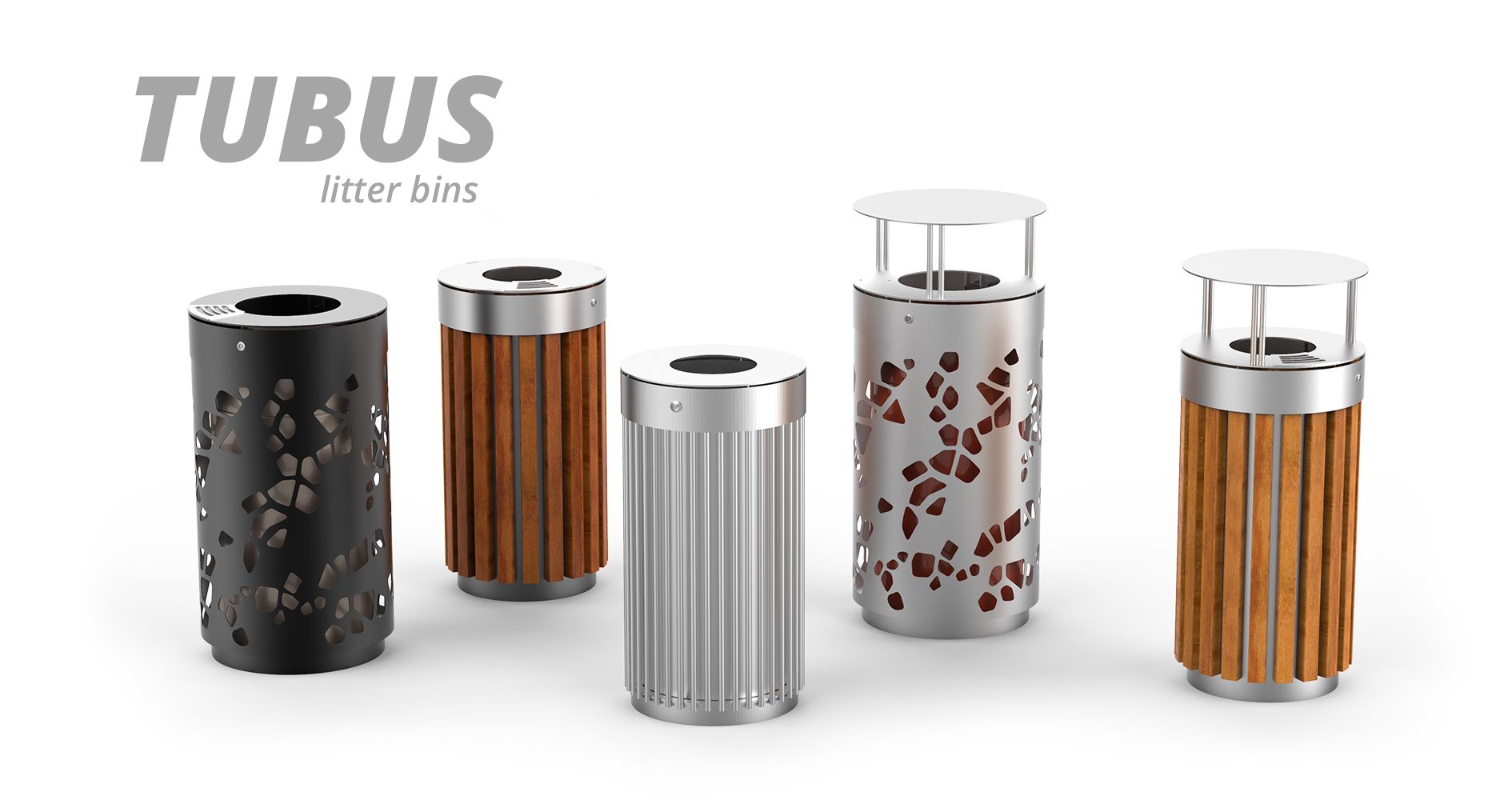 Tubus litter bins by ZANO Street Furniture