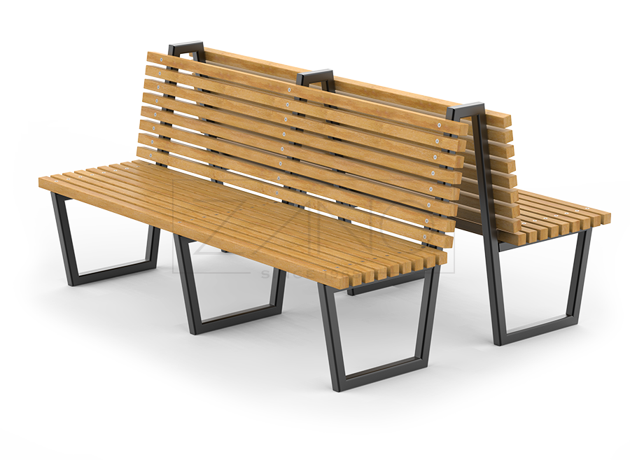 Bergen Bench with Armrests 02.215 | Carbon Steel