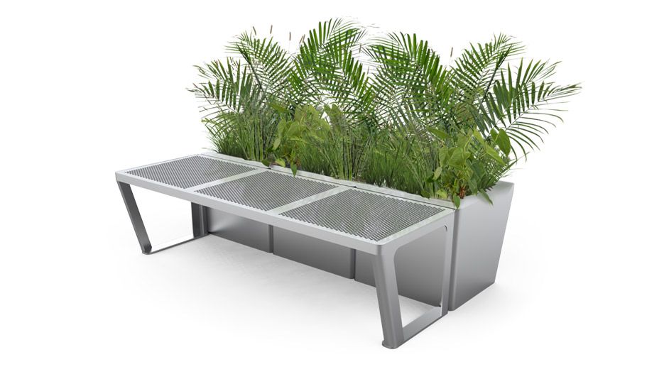 Scandik Bench Perforated Steel with Planter