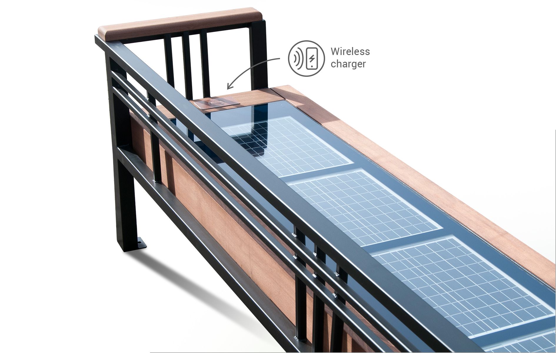 Wireless charger - extra solar bench equipment