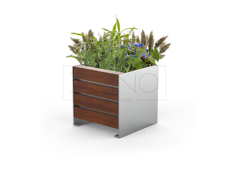 Simple Planter 06.040.S | Carbon Steel Planter with Wood