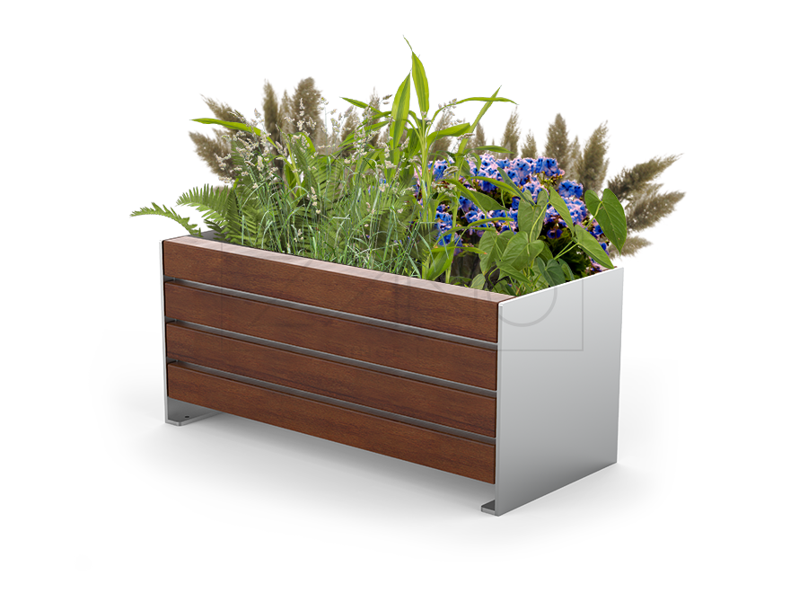 Simple Planter 06.040.M | Stainless Steel Planter with Wood