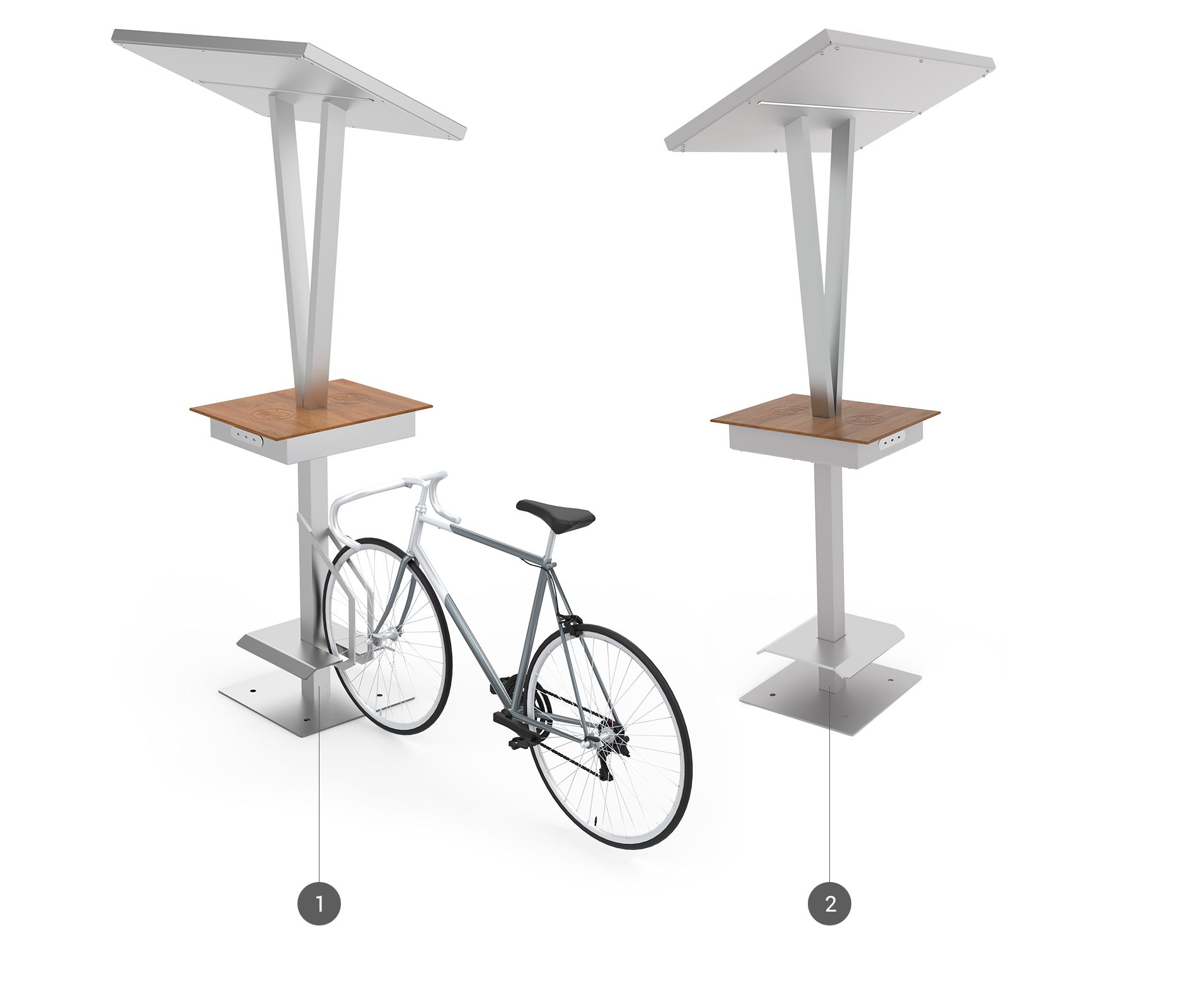 Solar station Sunflower with bicycle rack