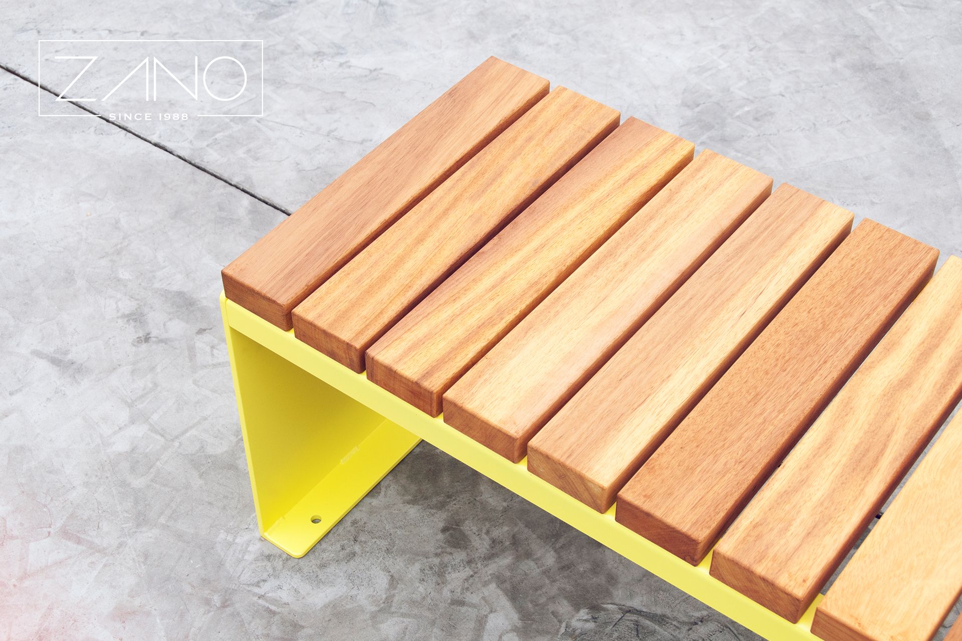 Street bench Domino with Iroko hardwood