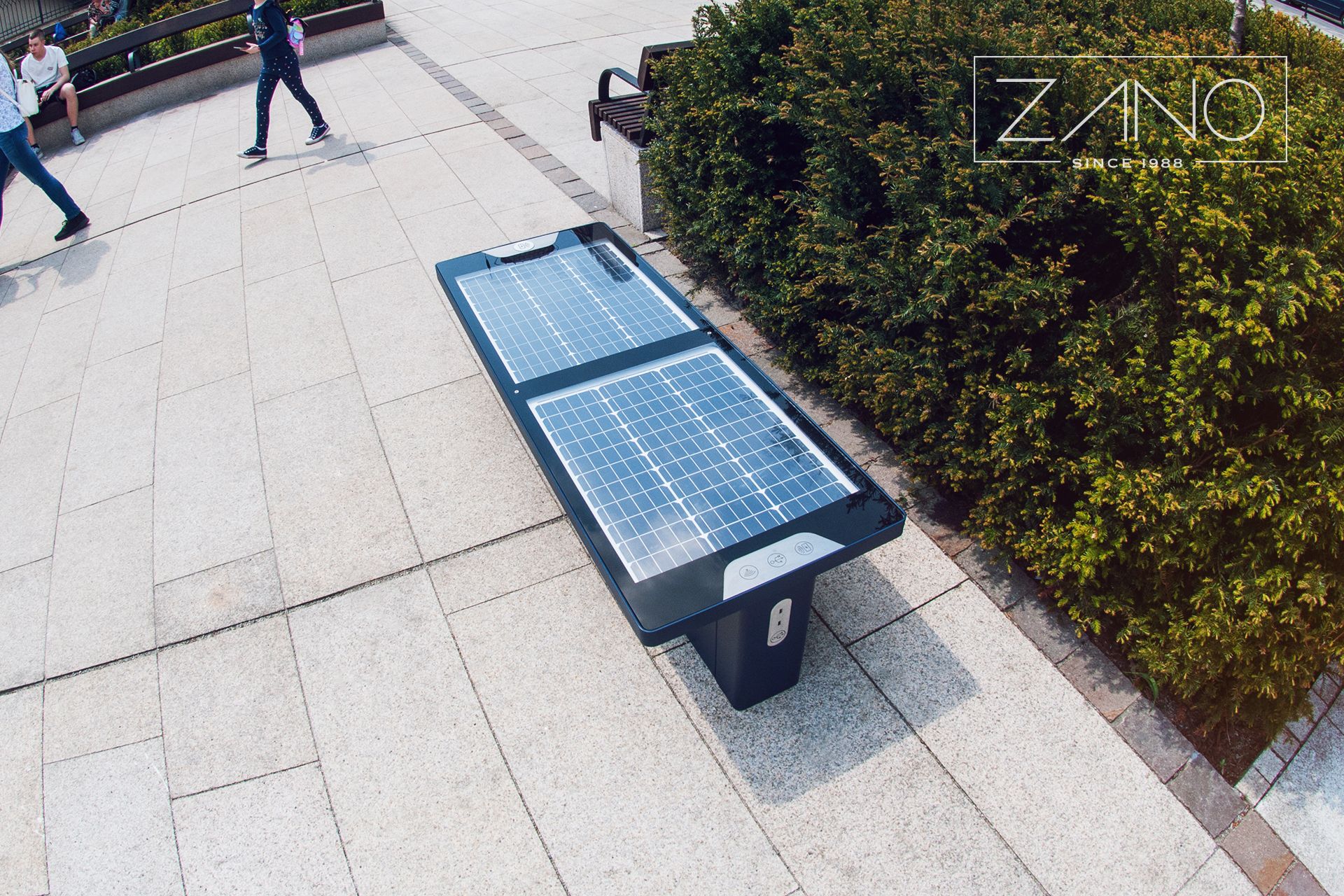Smart solar bench SCANDIK made by ZANO Street Furniture