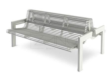 double - sided bench made of stainless steel tubes